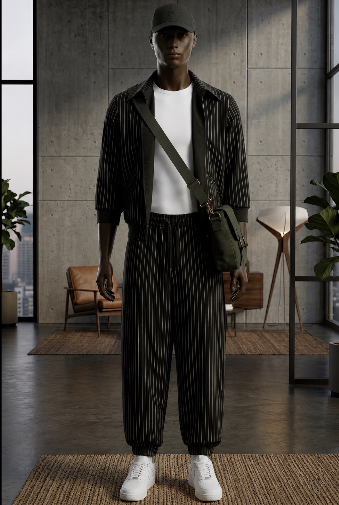 Relaxed Full-Length Trouser Set — Army Green