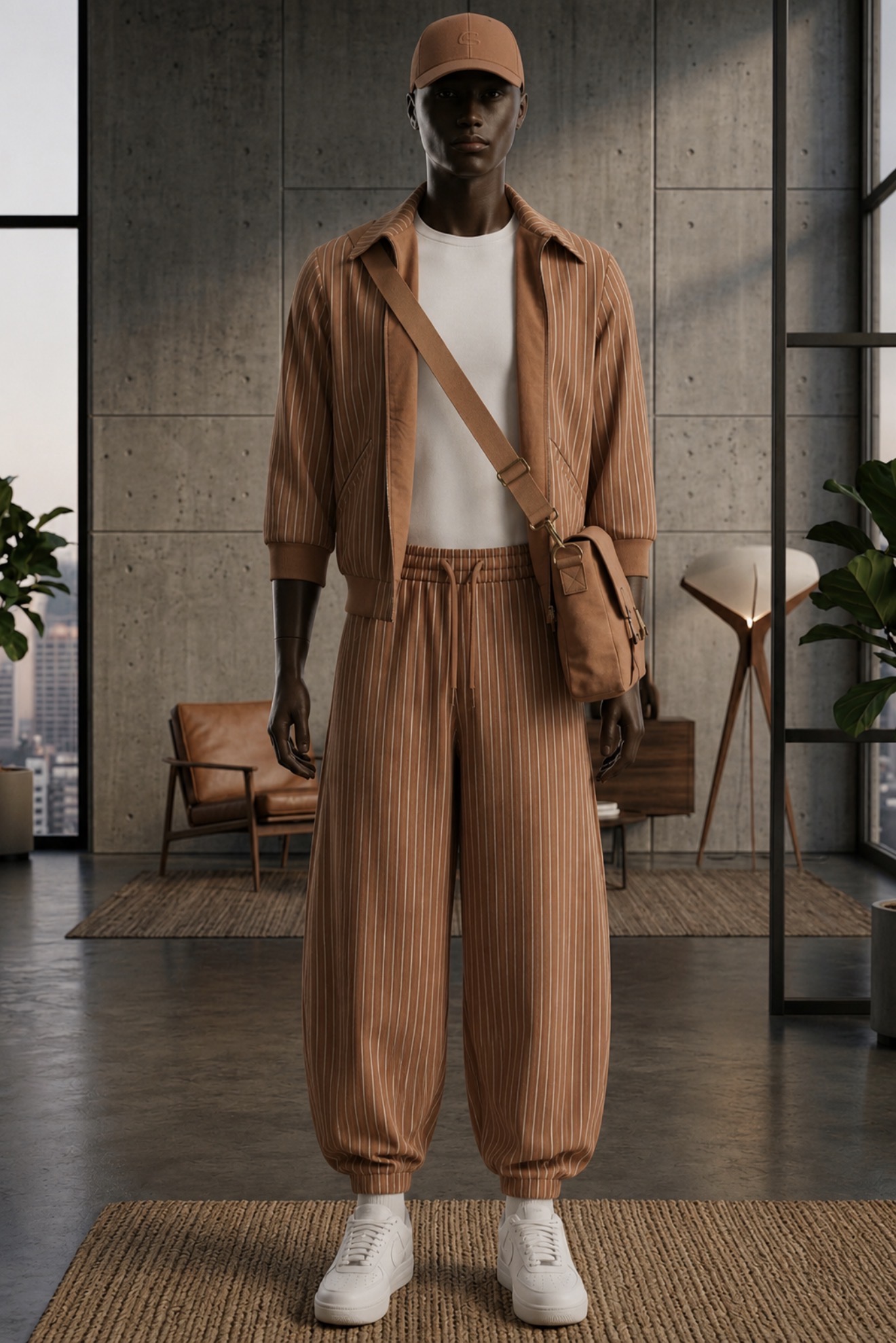 Relaxed Full-Length Trouser Set — Peach
