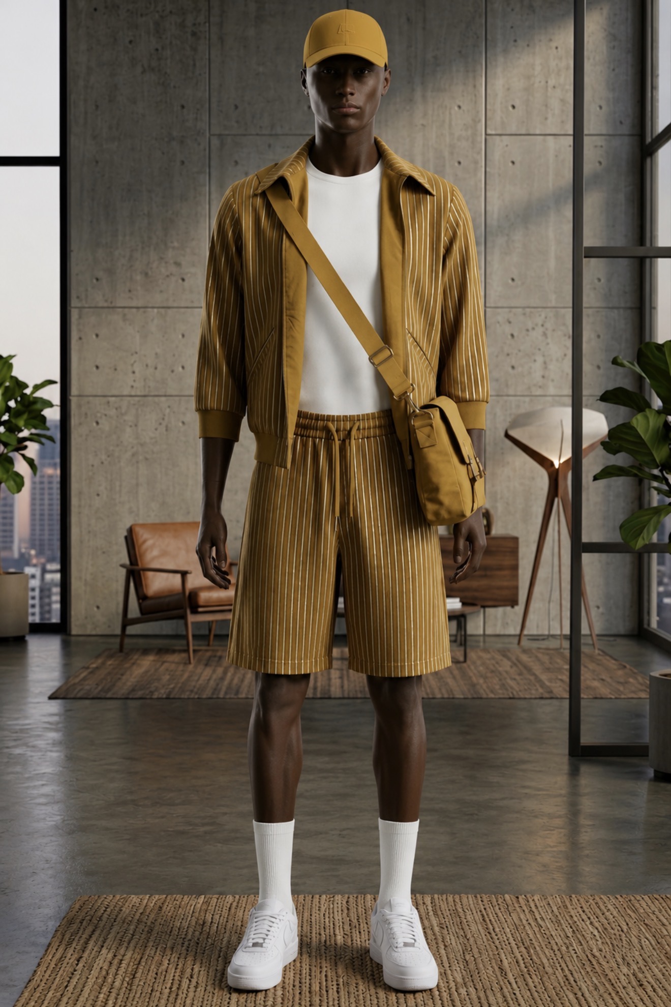Relaxed Knee-Length Short Set — Butter Yellow