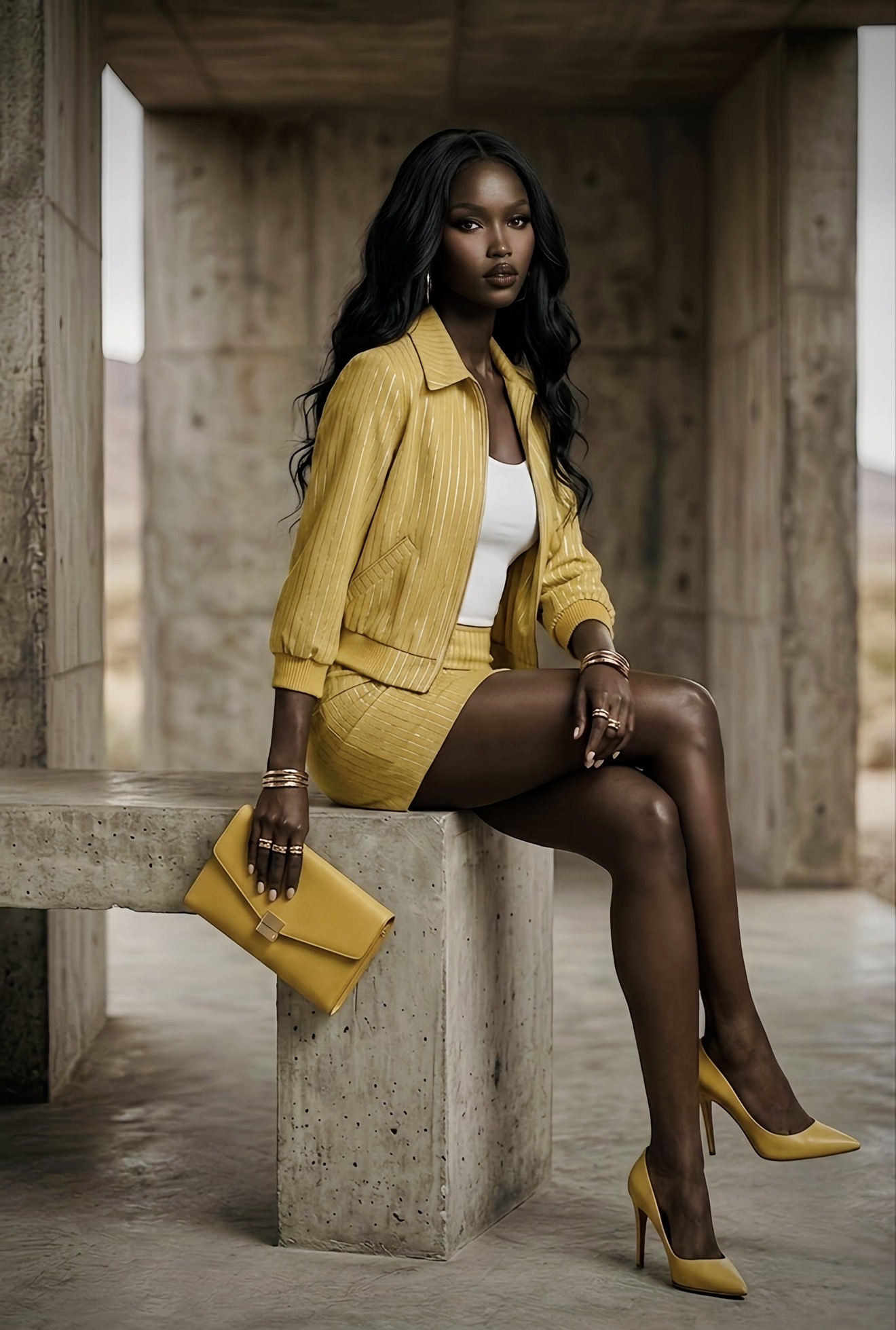 Tailored Skirt Set — Butter Yellow