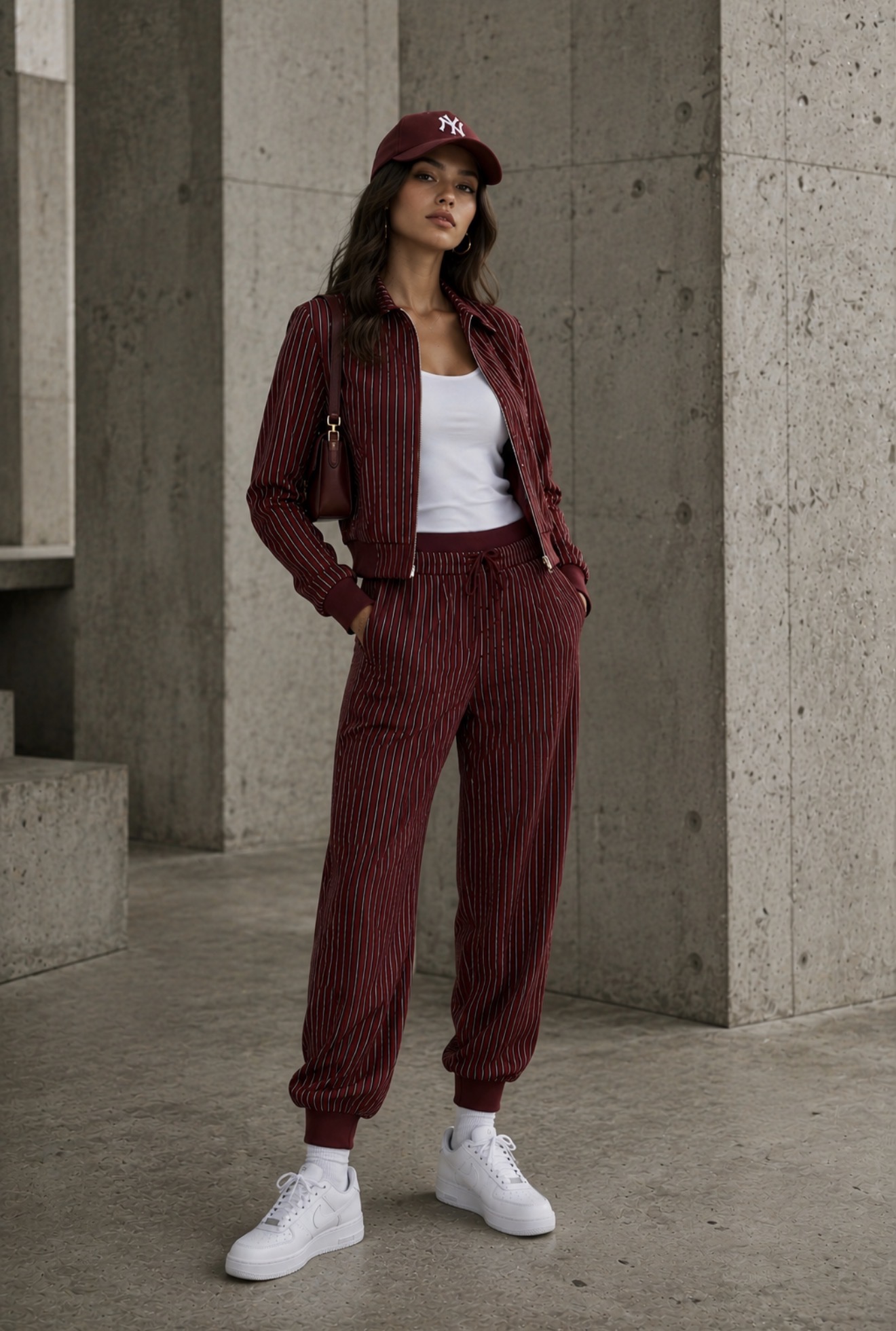 Tailored Jogger Set — Maroon